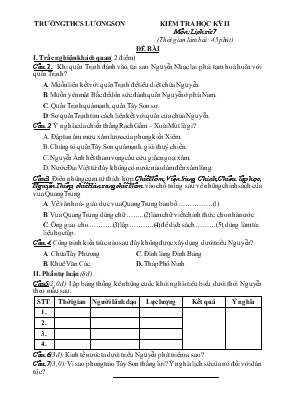 Kiểm tra học kỳ II môn lịch sử 7 (thời gian làm bài 45 phút)